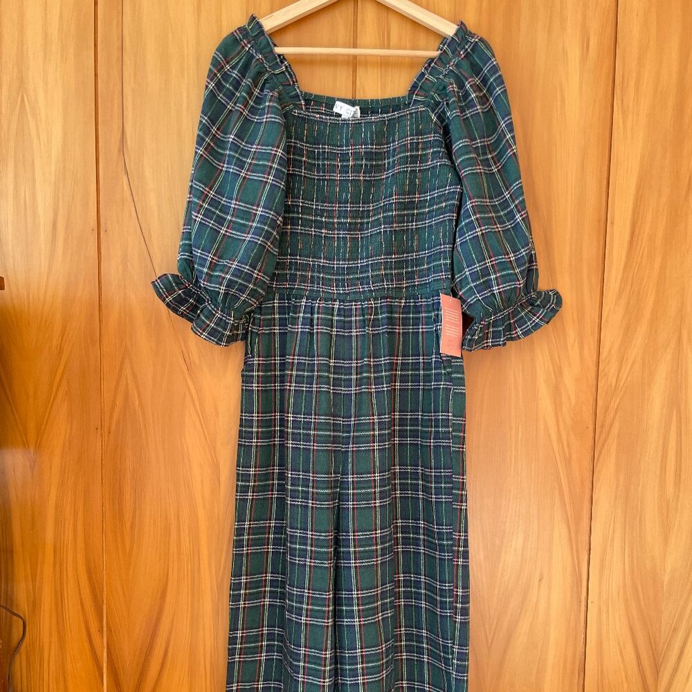 Ivy City Co Plaid Jumpsuit in Green and Blue - Picture 3 of 8